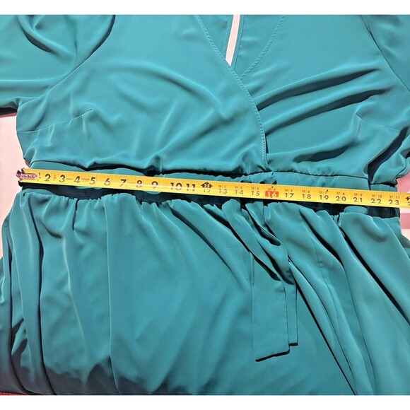 Torrid Blue Dress Women's Size 4 4X Tea Length Studio Crepe de Chine Surplice - Picture 9 of 12